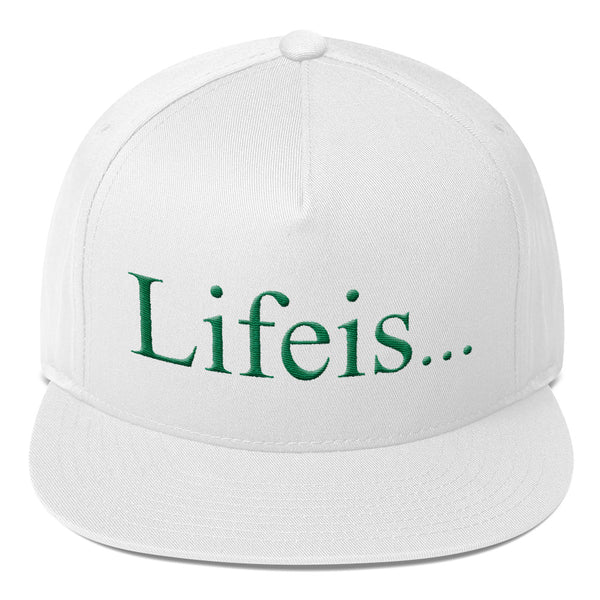 Lifeis...Snapback Hat [5 Panel, White]